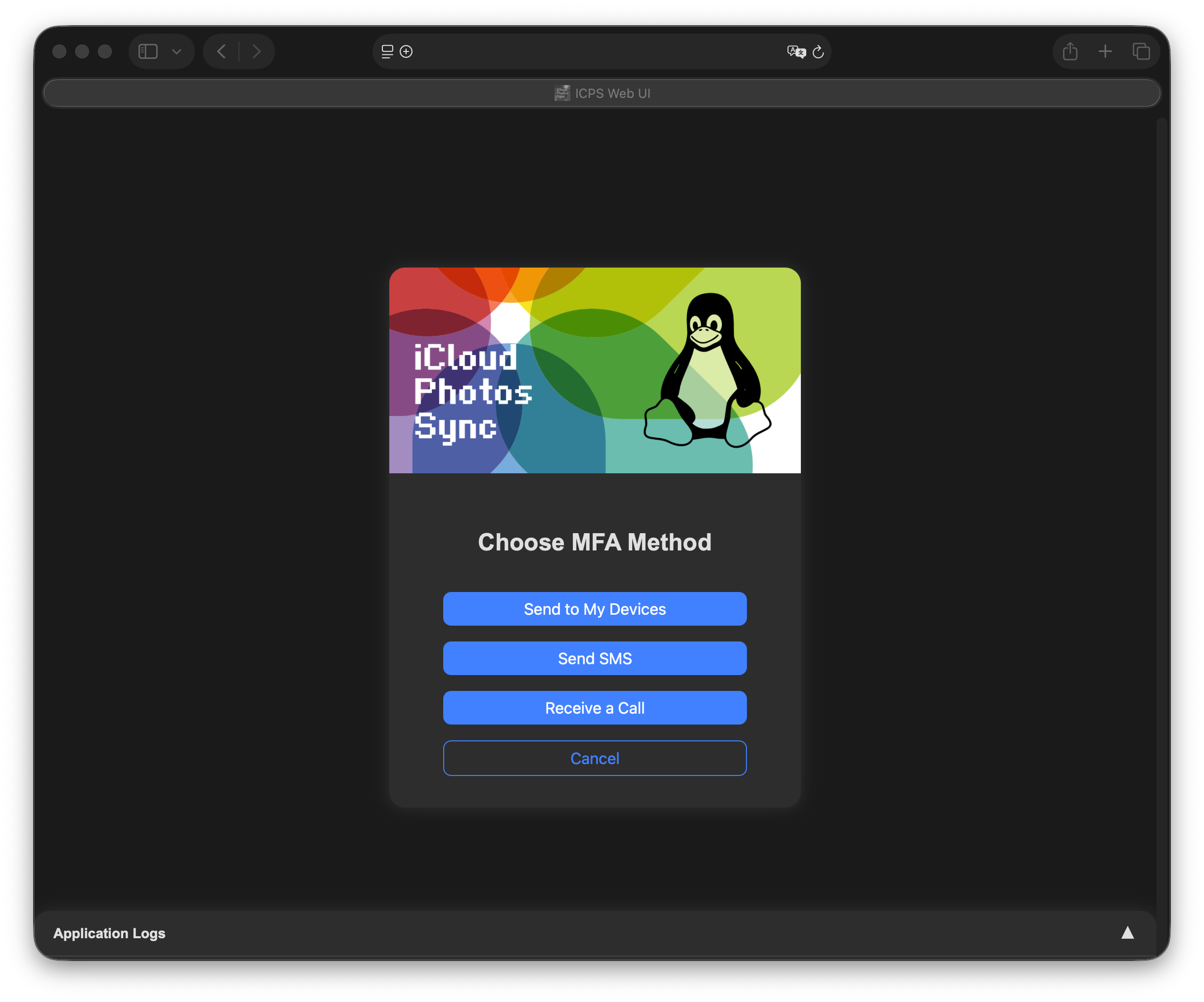 Choose MFA (dark mode)